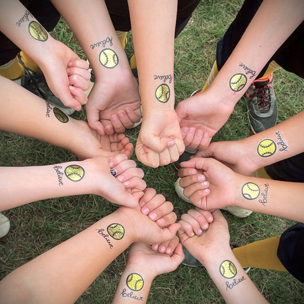 Believe Softball Temporary Tattoos
